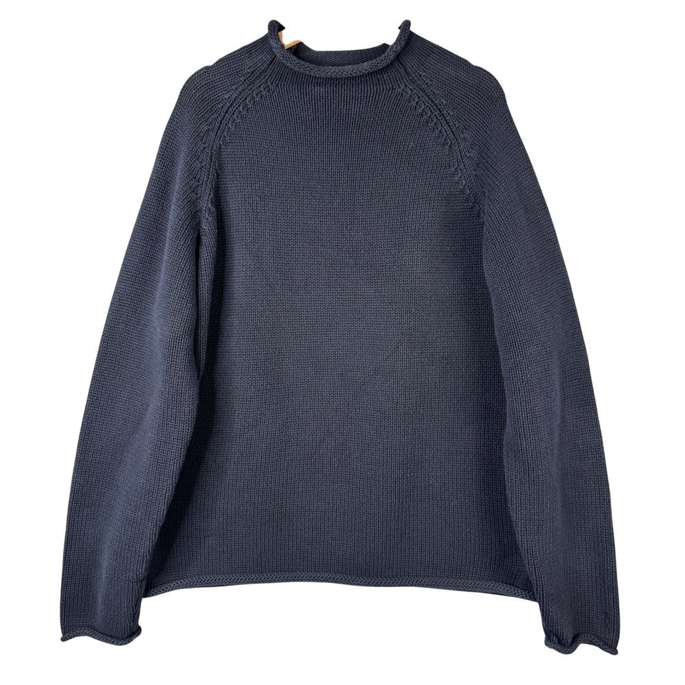 J.Crew Mens XL Navy Blue 100% Cotton Roll Neck Raglan Sleeve Sweater 51156
